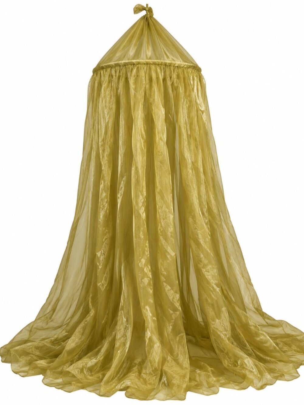 Olive Green Sheer Organza Hanging Bed Canopy – Boho Décor – 27" Hoop
